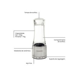 KIT - Faqueiro Plenus 6 Peças + 1 Moedor de Sal ou Pimenta em Acrílico e Inox - Tramontina - 4