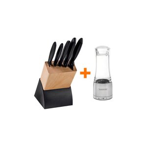 KIT - Faqueiro Plenus 6 Peças + 1 Moedor de Sal ou Pimenta em Acrílico e Inox - Tramontina