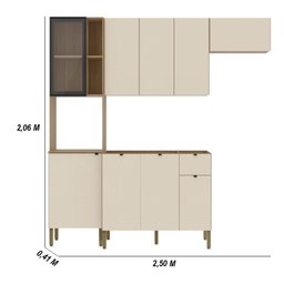 Armário de Cozinha Completa com Balcão para Pia Mdf 9 Portas Vert Plus - Freijó/soft - 2