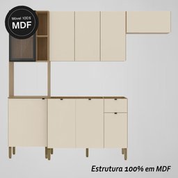 Armário de Cozinha Completa com Balcão para Pia Mdf 9 Portas Vert Plus - Freijó/soft - 5