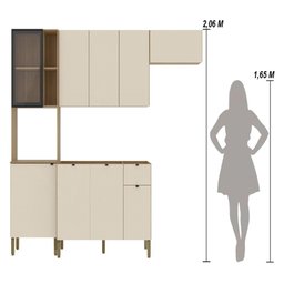 Armário de Cozinha Completa com Balcão para Pia Mdf 9 Portas Vert Plus - Freijó/soft - 4