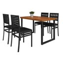Ver imagem 2 de Conjunto Sala de Jantar 4 Cadeiras Tampo de Madeira Maciça Ripado 120x75cm Berlim Preto