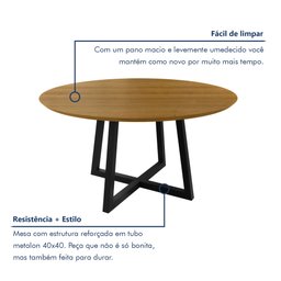 Conjunto Sala de Jantar 6 Cadeiras Madri com Braço Mesa Redonda 150cm Tampo Mdf Coliseu - 6