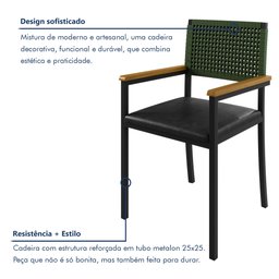 Conjunto Sala de Jantar 6 Cadeiras Madri com Braço Mesa Redonda 150cm Tampo Mdf Coliseu - 13
