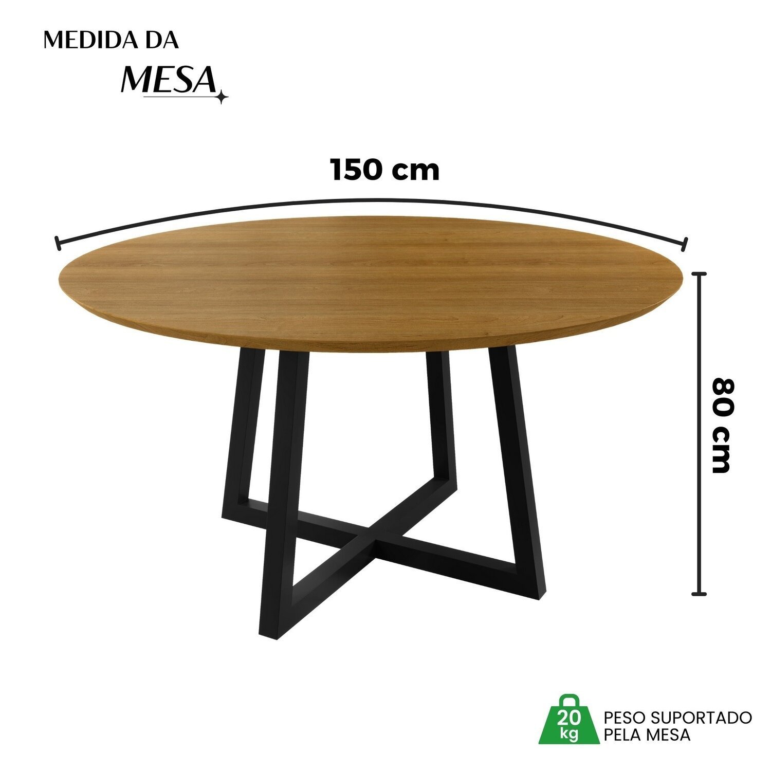 Conjunto Sala de Jantar 6 Cadeiras Madri com Braço Mesa Redonda 150cm Tampo Mdf Coliseu - 3