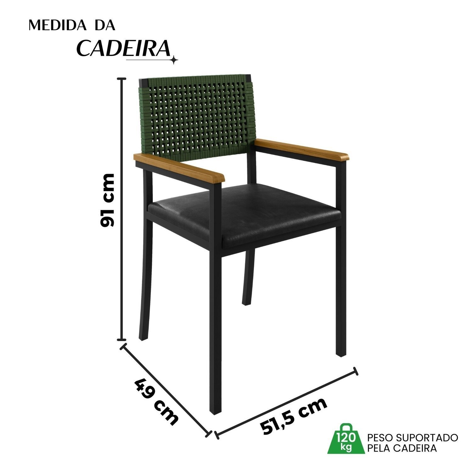 Conjunto Sala de Jantar 6 Cadeiras Madri com Braço Mesa Redonda 150cm Tampo Mdf Coliseu - 4