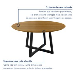 Conjunto Sala de Jantar 6 Cadeiras Madri com Braço Mesa Redonda 150cm Tampo Mdf Coliseu - 7