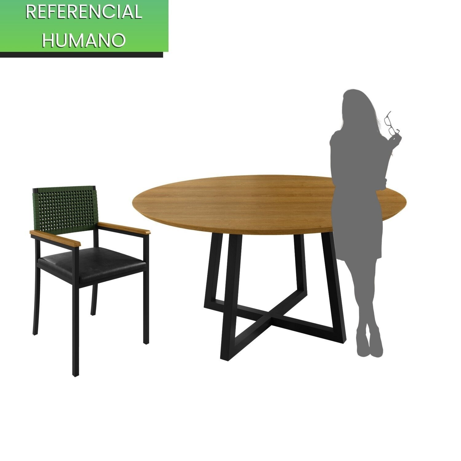 Conjunto Sala de Jantar 6 Cadeiras Madri com Braço Mesa Redonda 150cm Tampo Mdf Coliseu - 5