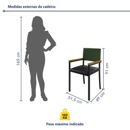 Conjunto Sala de Jantar 6 Cadeiras Madri com Braço Mesa Redonda 150cm Tampo Mdf Coliseu - 4