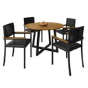 Ver imagem 2 de Conjunto Sala de Jantar Mesa Redonda 4 Cadeiras com Braço MDF Coliseu Preto