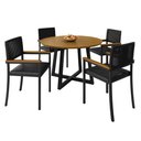Ver imagem 2 de Conjunto Sala de Jantar Mesa Redonda 4 Cadeiras com Braço MDF Coliseu Preto