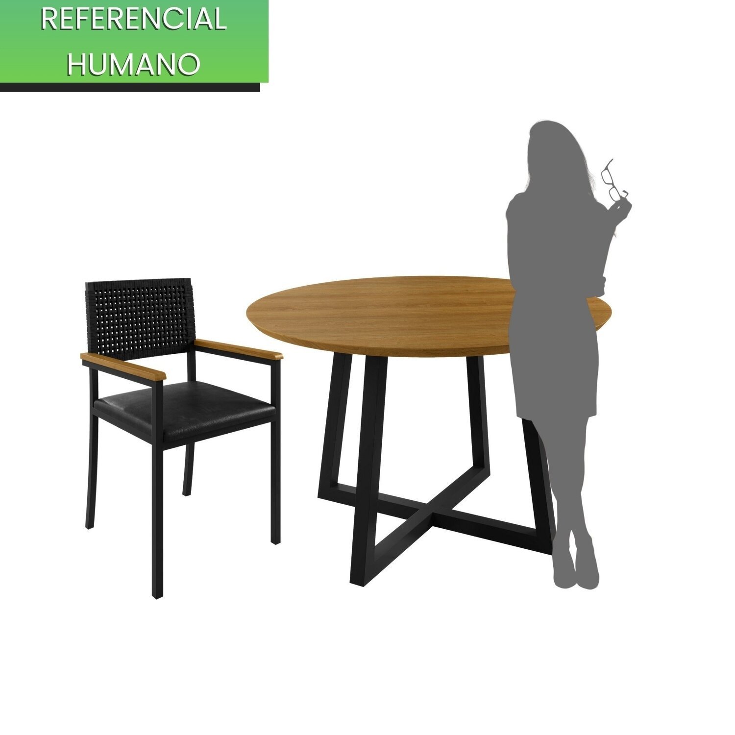 Conjunto Sala de Jantar 4 Cadeiras Madri com Braço Mesa Redonda 120cm Tampo Mdf Coliseu - 5