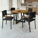 Ver imagem 1 de Conjunto Sala de Jantar Mesa Redonda 4 Cadeiras com Braço MDF Coliseu Preto