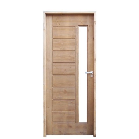 Kit Porta de Madeira 210x82cm Batente 11cm Bbv Eco Uniportas Abertura Esquerda Marrom