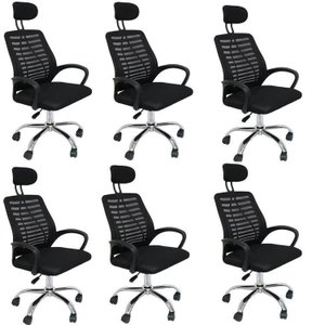Kit 6 Cadeiras de Escritório Presidente Tela Mesh Cádis