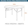 Mesa Dobrável Redonda Arizona Fratini 122 Cm (largura) Tampo Plástico Branco Base Aço Carbono - 2