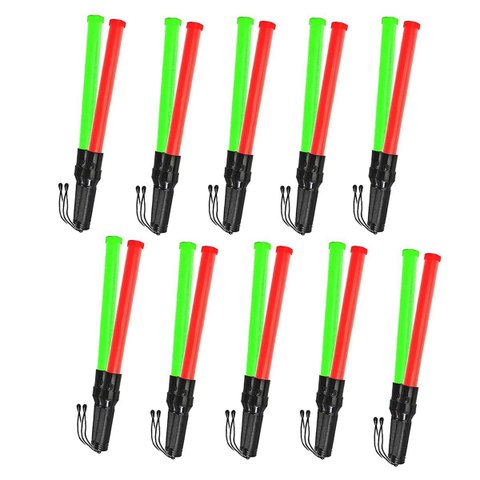 Bastao Sinalizador Kit 10 Uni 2 Cores Led Fluorescente Lanterna Estacionamento Transito Sinalizaçao