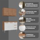 Ver imagem 5 de Balcão Cozinha Joia 1.10m Luxo + Aereo Madeirado/Branco Mesclado