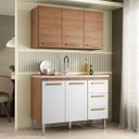Ver imagem 2 de Balcão Cozinha Joia 1.10m Luxo + Aereo Madeirado/Branco Mesclado