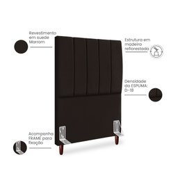 Cabeceira Estofada Cama Box Solteiro Carla 90cm com Frame Suede:marrom - 2