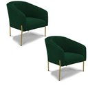 Ver imagem 1 de Cadeira Sala de Jantar Pé Ferro Dourado Kit 2 Stella Bouclê D03 - D'Rossi Cor Verde