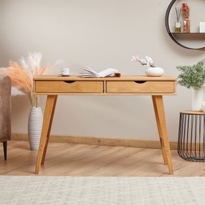 Mesa Escrivaninha Madeira 2 Gavetas Retro Milo Madeirado