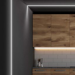 Perfil Alumínio Preto Sobrepor + Fita Led Frio + Fonte 2m - 9