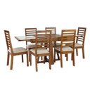 Ver imagem 2 de Conjunto Sala de Jantar Atena Mesa Extensível 178x78cm Tampo Vidro 6 Cadeiras Assento Estofado