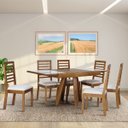 Ver imagem 1 de Conjunto Sala de Jantar Atena Mesa Extensível 178x78cm Tampo Vidro 6 Cadeiras Assento Estofado