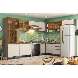 Kit de Cozinha Modulada 12 Peças Connect 1 (5 Armários + 3 Balcões + 1 Paneleiro + 3 Complementos