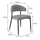 Ver imagem 4 de Cadeira Bless Fixa com 4 Pés 55 x 52,5 x 77,5 cm com 2 Unidades Cinza/Preto