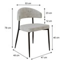 Ver imagem 4 de Cadeira Bless Fixa com 4 Pés 55 x 52,5 x 77,5 cm com 2 Unidades Bege/Off White/Preto