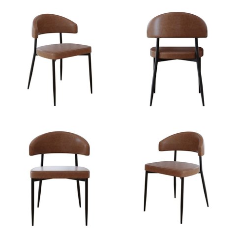 Cadeira Bless Fixa com 4 Pés 55 x 52,5 x 77,5 cm com 4 Unidades Marrom/Whisky/Preto