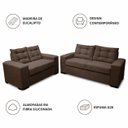 Ver imagem 3 de Conjunto de Sofá 3 e 2 Lugares Torun Marrom Masterflex