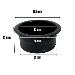 Kit 4 Porta Copos de Embutir para Lancha Barco Preto - 4