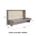 Ver imagem 3 de Cama Retrátil Solteiro 196 cm com Prateleira para Quarto Cor:Cinza Serrano com Carvalho Araguaia