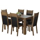 Ver imagem 3 de Conjunto Sala de Jantar Mesa Tampo de Madeira 6 Cadeiras Rustic/preto Bahamas Madesa