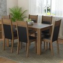 Ver imagem 1 de Conjunto Sala de Jantar Mesa Tampo de Madeira 6 Cadeiras Rustic/preto Bahamas Madesa