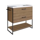 Ver imagem 5 de Gabinete de Banheiro Industrial de Chão 80cm com Lavatório e Espelheira Marrom/Preto/Mel