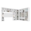 Ver imagem 1 de Quarto Modulado Casal Completo De Canto 14 Portas 6 Gavetas Com Ponte De 1,80m Star Branco