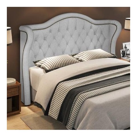 Cabeceira Cama Box Queen Monarque para Quarto em Linho Bege Claro - Larbelle