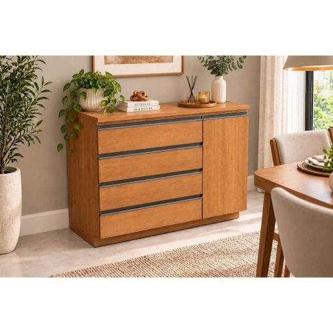 Aparador Sala Liga 1 Porta 120cm Canela Kappesberg