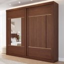 Ver imagem 1 de Guarda-Roupa Casal 229cm 2 Portas de Correr com 2 Espelhos MDF Talin Marrom/Jequitiba