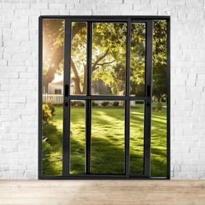 Porta Sacada de Alumínio 2 Folhas Móveis 210 X 150cm com Fechadura Linha 25