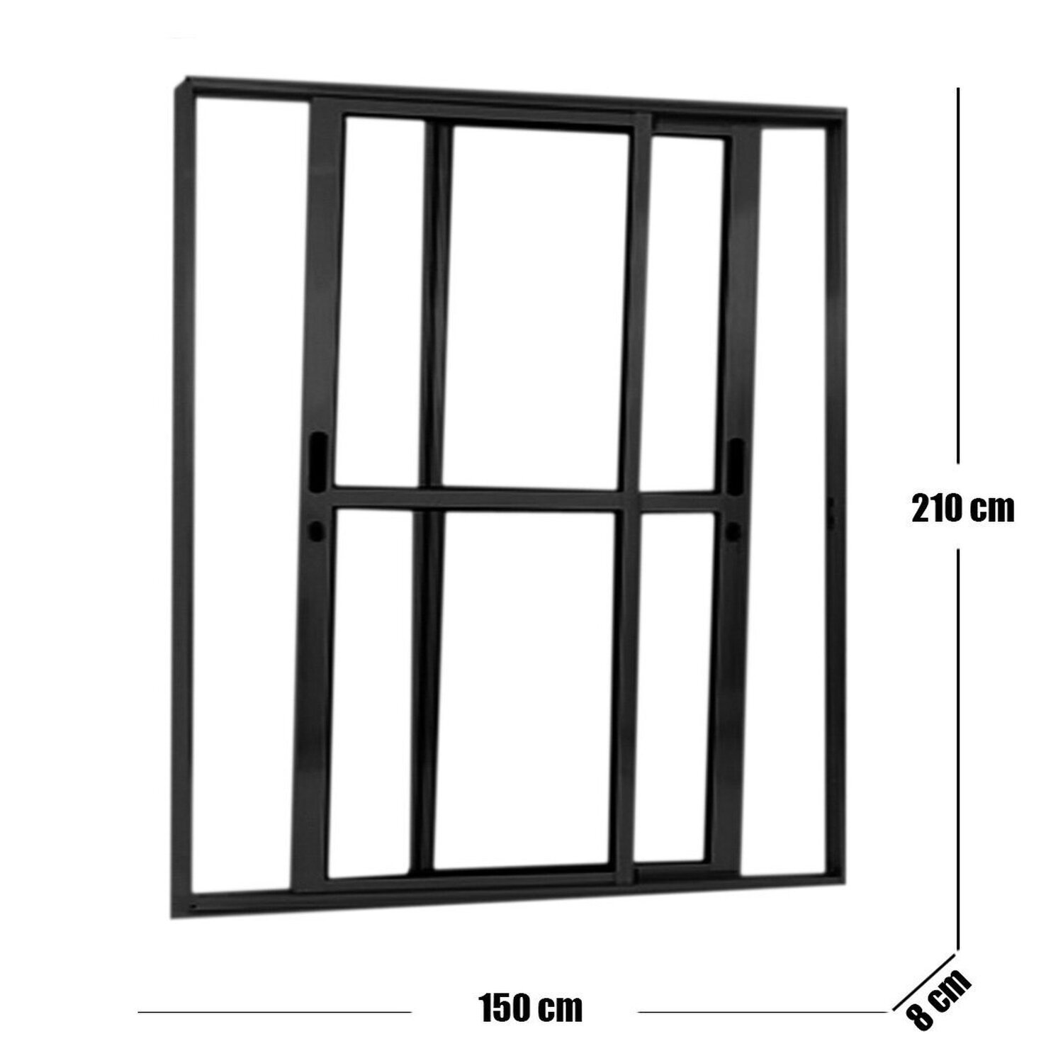 Porta Sacada de Alumínio 2 Folhas Móveis 210 X 150cm com Fechadura Linha 25 - 3
