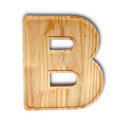Petisqueira Letra B Tabua com Rebaixo Madeira Pinus Cesta Presente Decoração Mesa Posta - Woodspot