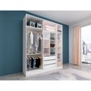 Ver imagem 1 de Guarda Roupa Closet sem Portas 2 Peças, 3 Gavetas, 2 Cabideiros Branco Prime Luciane Móveis