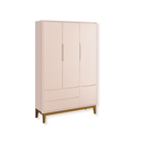 Ver imagem 2 de Quarto de Bebê Guarda Roupa Classic + Cômoda 6 Gavetas Madeira Rosa Fosco