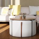 Ver imagem 1 de Conjunto Onix Mesa Centro Ø82,5 Madeira/metal e 04 Puff