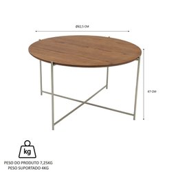 Conjunto Onix Mesa Centro Ø82,5 Madeira/metal e 04 Puff - 3